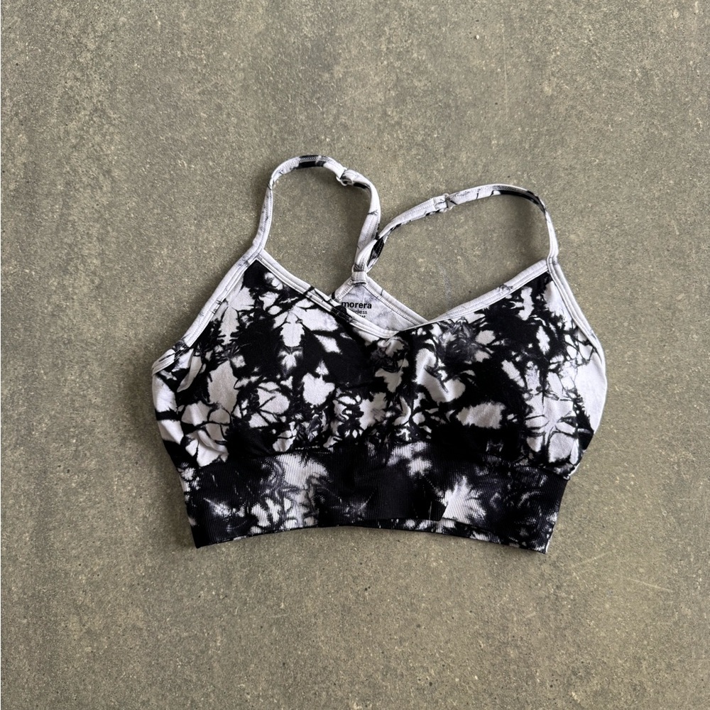 Women's Black and White Tie-Dye Bralette